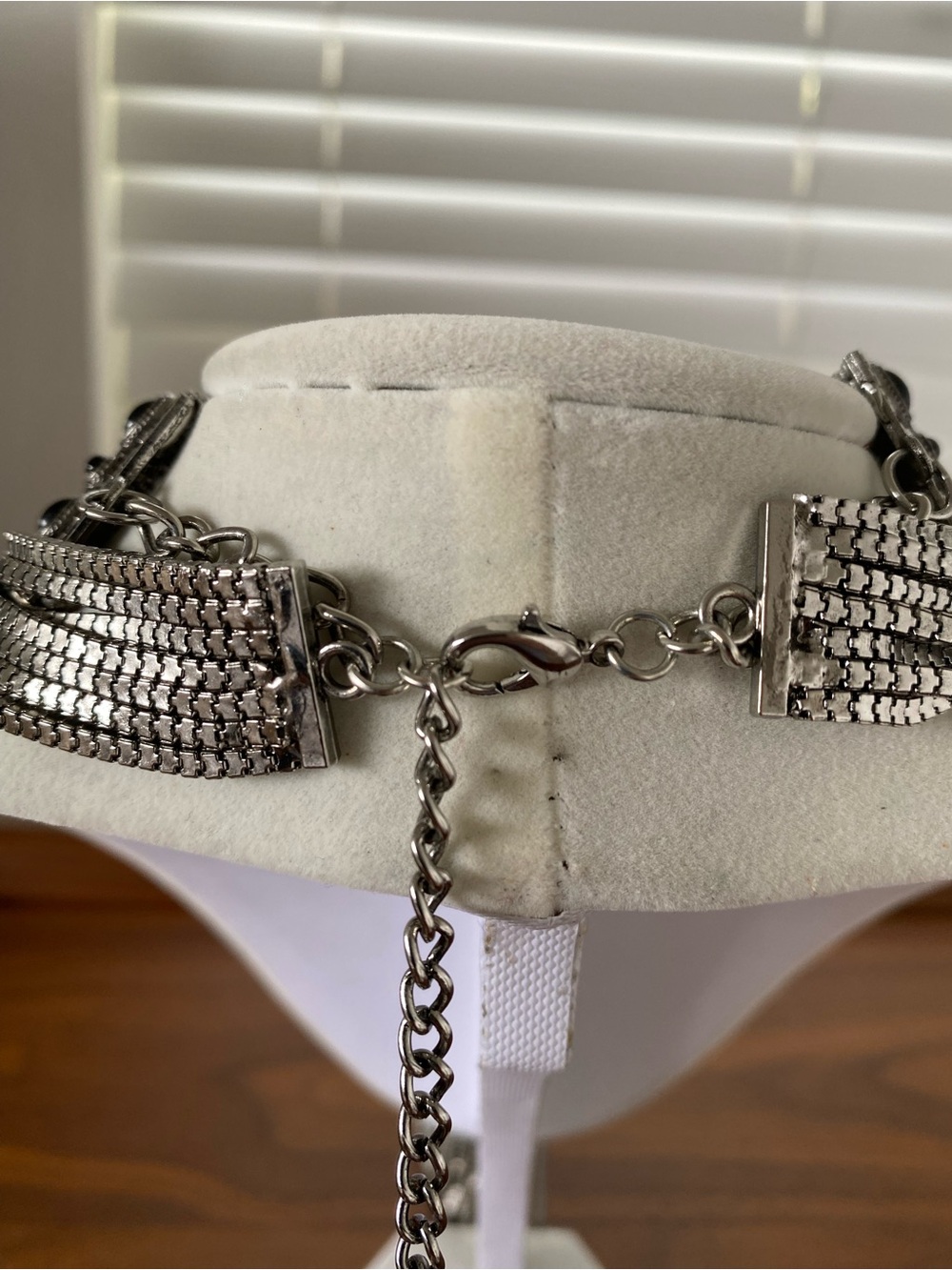 Free People Silver Tone Black Stone Statement Choker Tassel Necklace - Picture 7 of 8